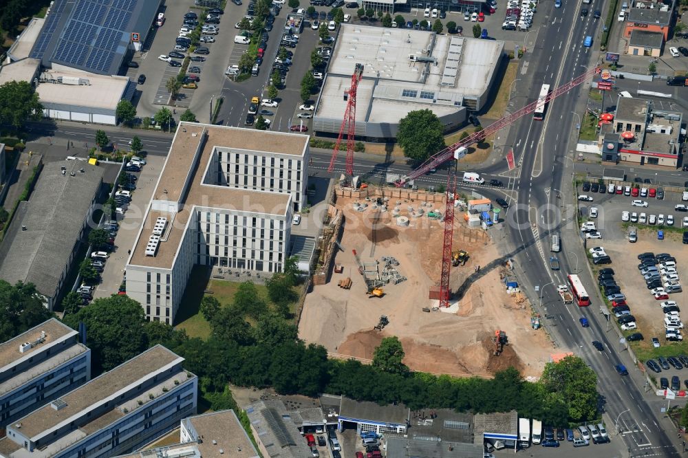 Bonn from the bird's eye view: Construction site for the new building a car wash in the district Nordstadt in Bonn in the state North Rhine-Westphalia, Germany