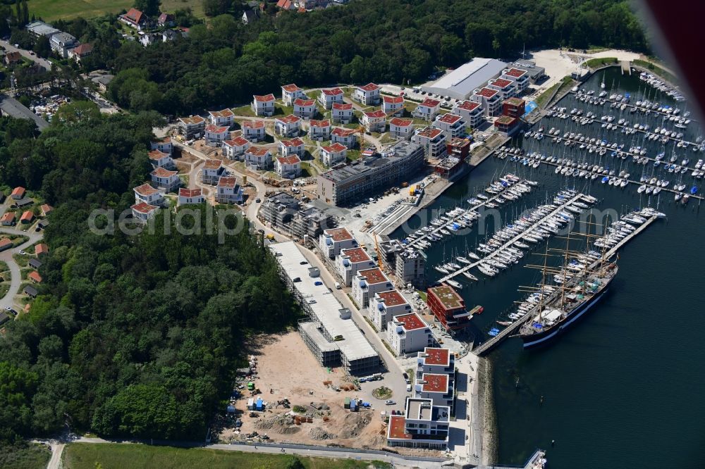 Travemünde from above - Holiday house plant of the park Priwall Waterfront along the Priwallpromenade in Luebeck in the state Schleswig-Holstein, Germany