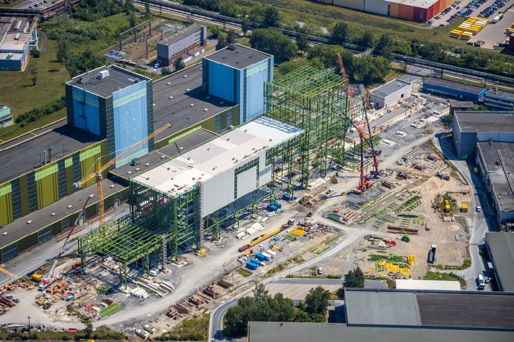 Aerial image Dortmund - Construction site for the new building einer Feuerbeschichtungsanlage of thyssenkrupp Steel Europe AG auf of Westfalenhuette in Dortmund in the state North Rhine-Westphalia, Germany