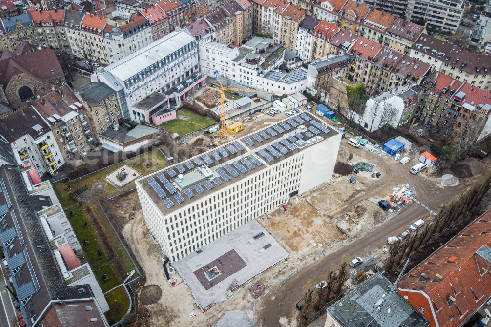 Karlsruhe from above - Construction site for the new building of Finanzamt Karlsruhe-Stadt on Durlacher Allee in Karlsruhe in the state Baden-Wurttemberg, Germany