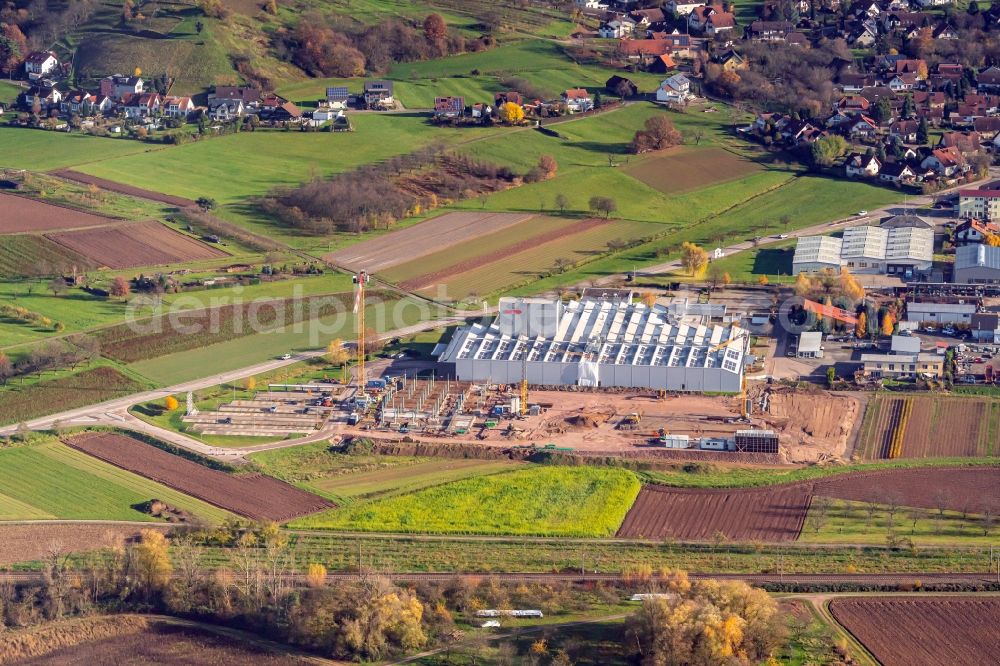 Ohlsbach from above - Construction site for the new building Fitmengelaende WTO in Ohlsbach in the state Baden-Wurttemberg, Germany
