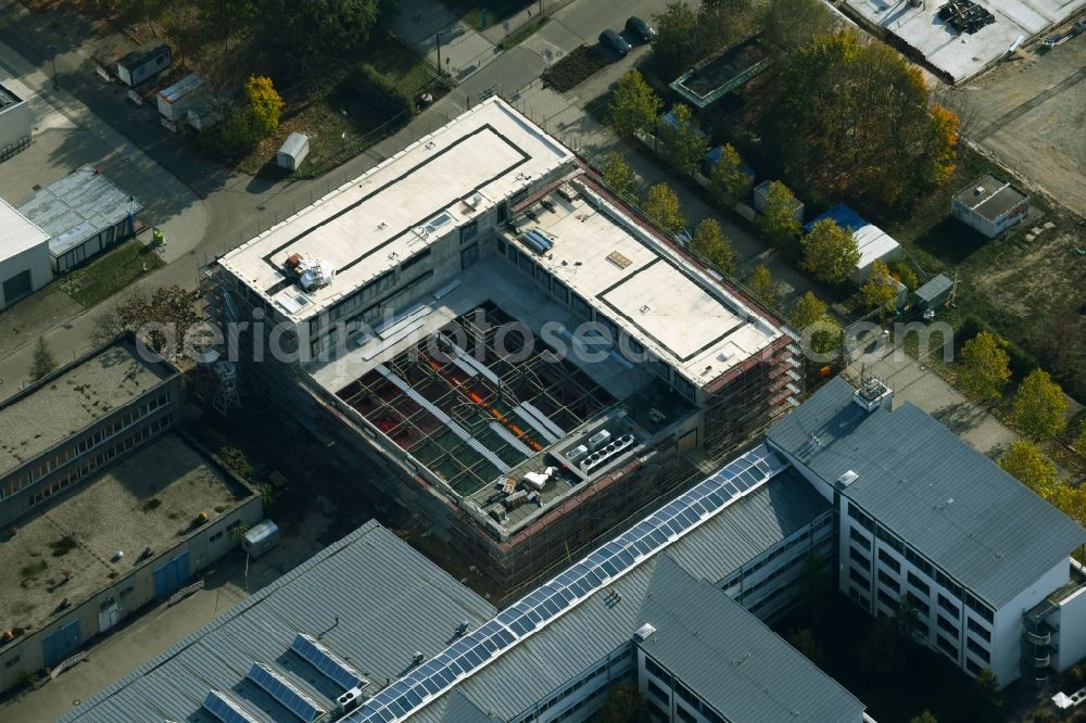 Aerial image Cottbus - Construction site for the new building eines Forschungs- Gebaeude and Buerokomplex on Konrad-Wachsmann-Allee corner - Siemens-Halske-Ring in Cottbus in the state Brandenburg, Germany
