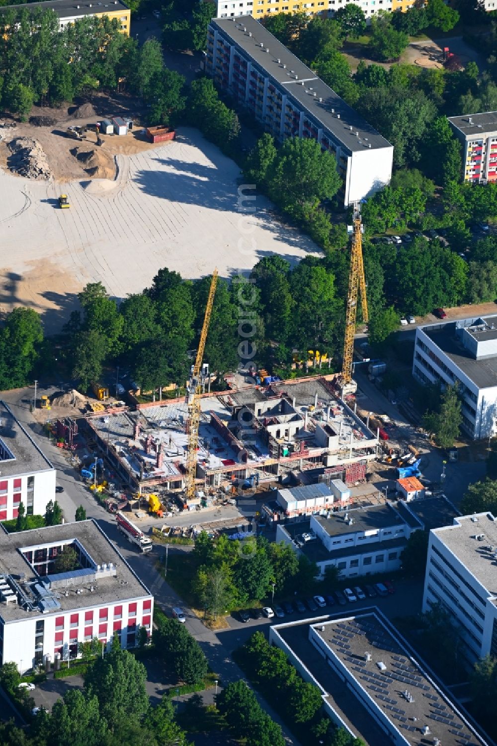 Berlin from above - Construction site for the new building of a research building and office complex at Biotech-Park in the district Buch in Berlin, Germany