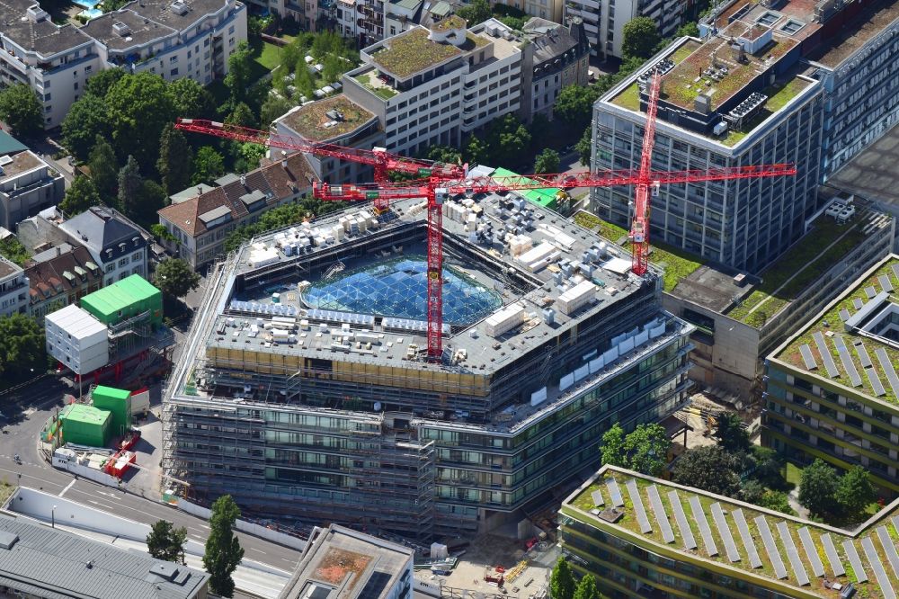 Aerial photograph Basel - Construction site for the new building of a research building and office complex BSS ETH Biosysteme on Klingelbergstrasse corner Schanzenstrasse in Basel, Switzerland
