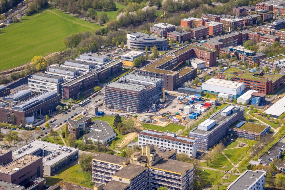 Aerial image Dortmund - Construction site for the new building of a research building and office complex of the Forsschungszentrum CALEDO in the Dortmund Technology Park on Otto-Hahn-Strasse in the district Barop in Dortmund at Ruhrgebiet in the state North Rhine-Westphalia, Germany