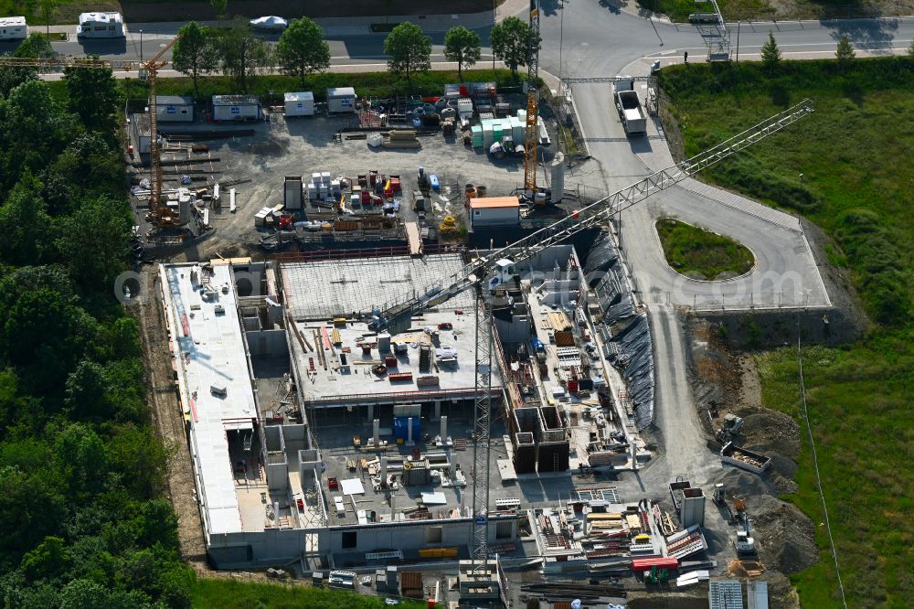 Aerial image Würzburg - Construction site for the new building of a research building and office complex Garmin Europaeisches Entwicklungszentrum on street Skiline-Hill-Strasse in the district Frauenland in Wuerzburg in the state Bavaria, Germany