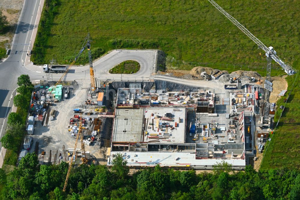 Aerial photograph Würzburg - Construction site for the new building of a research building and office complex Garmin Europaeisches Entwicklungszentrum on street Skiline-Hill-Strasse in the district Frauenland in Wuerzburg in the state Bavaria, Germany