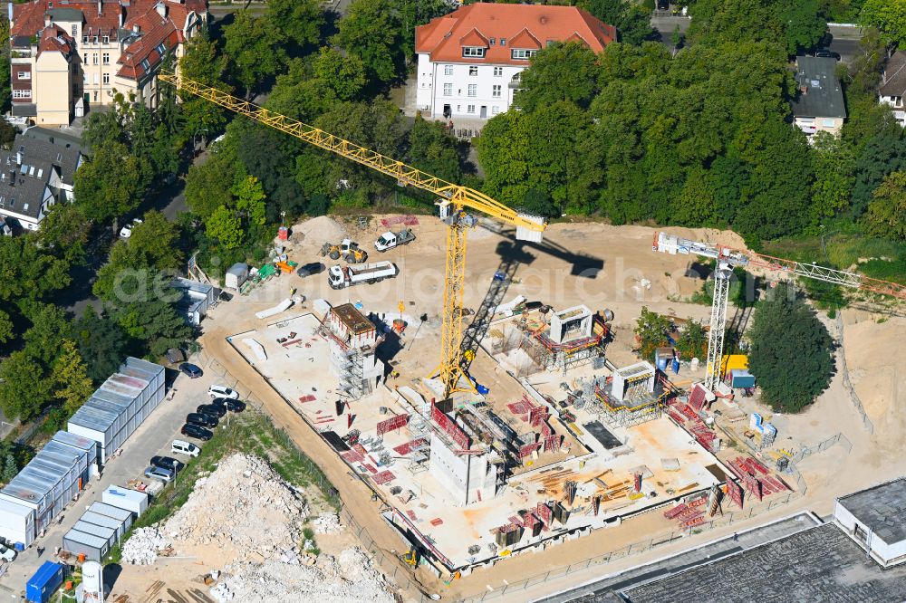 Aerial photograph Berlin - Construction site for the new building of a research building and office complex Innovations- and Forschungszentrum FUBIC on street Fabeckstrasse in the district Lichterfelde in Berlin, Germany