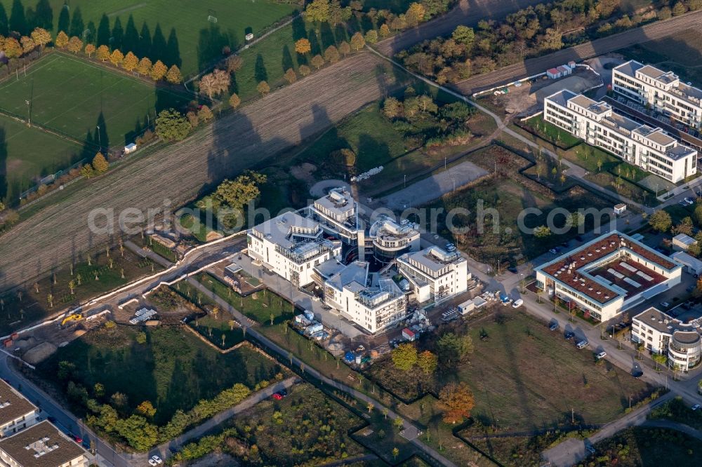 Aerial photograph Karlsruhe - Construction site for the new building of a research building and office complex on street Wilhelm-Schickard-Strasse in the technology-park Karlsruhe in Karlsruhe in the state Baden-Wuerttemberg, Germany