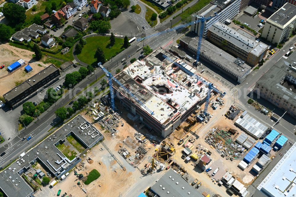 Aerial image Darmstadt - Construction site for the new building of a research building and office complex Translational Science Center in Darmstadt in the state Hesse, Germany