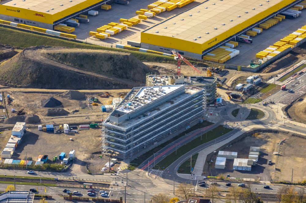 Bochum from above - Construction site for the new building of a research building and office complex Zentrum fuer Theoretische and Integrative Neuro- and Kognitionswissenschaft (THINK) in the district Laer in Bochum at Ruhrgebiet in the state North Rhine-Westphalia, Germany