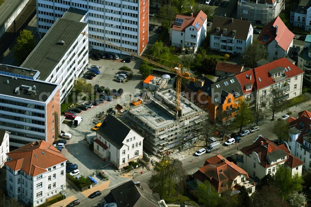 Rostock from the bird's eye view: Construction site for the new building on Freiligrathstrasse in the district Steintor-Vorstadt in Rostock in the state Mecklenburg - Western Pomerania, Germany