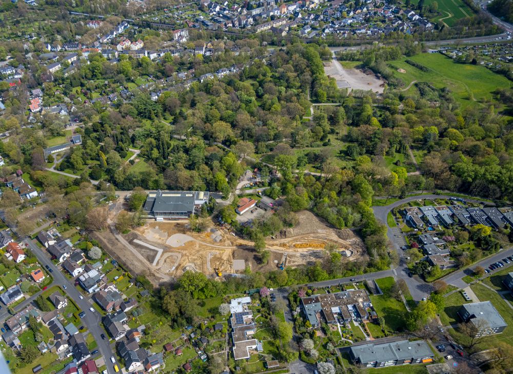 Aerial photograph Bochum - Construction site for the new construction of the Urban Blue leisure facility on the street Eschweg in Langendreer in the Ruhr area in the state of North Rhine-Westphalia, Germany