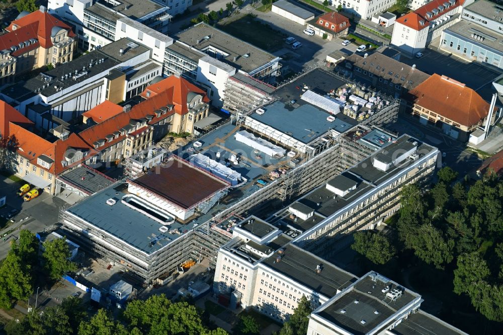 Rostock from the bird's eye view: Construction site company Schaelerbau for the new building of a functional building at the Campus Schillingallee in the district Hansaviertel in Rostock in the state Mecklenburg - Western Pomerania