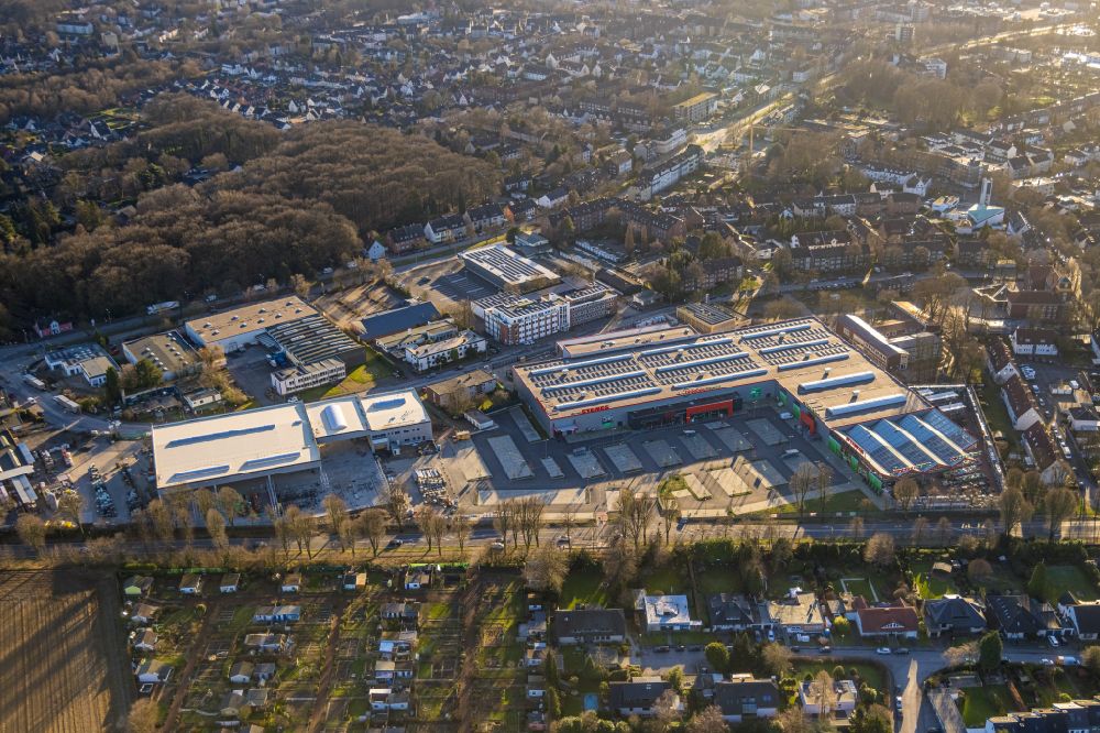 Aerial image Gladbeck - Construction site for new construction building of the construction market on Krusenkamp in Gladbeck at Ruhrgebiet in the state North Rhine-Westphalia, Germany