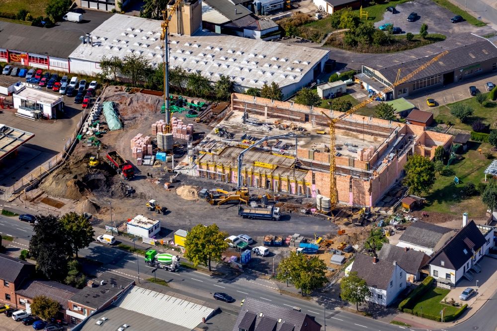 Aerial image Hamm - New construction of the building complex of the shopping center on Ahlener Strasse in Hamm in the state North Rhine-Westphalia, Germany