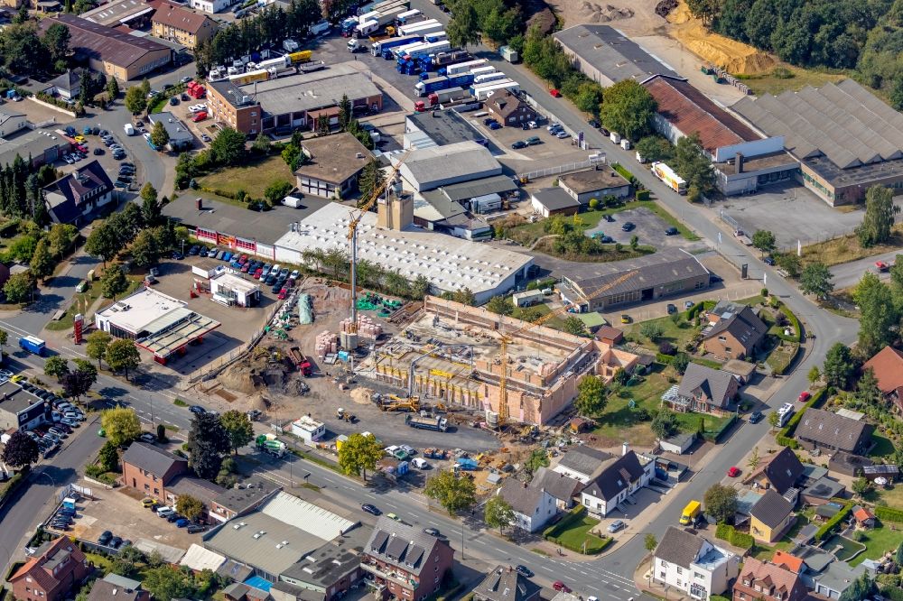 Aerial photograph Hamm - New construction of the building complex of the shopping center on Ahlener Strasse in Hamm in the state North Rhine-Westphalia, Germany