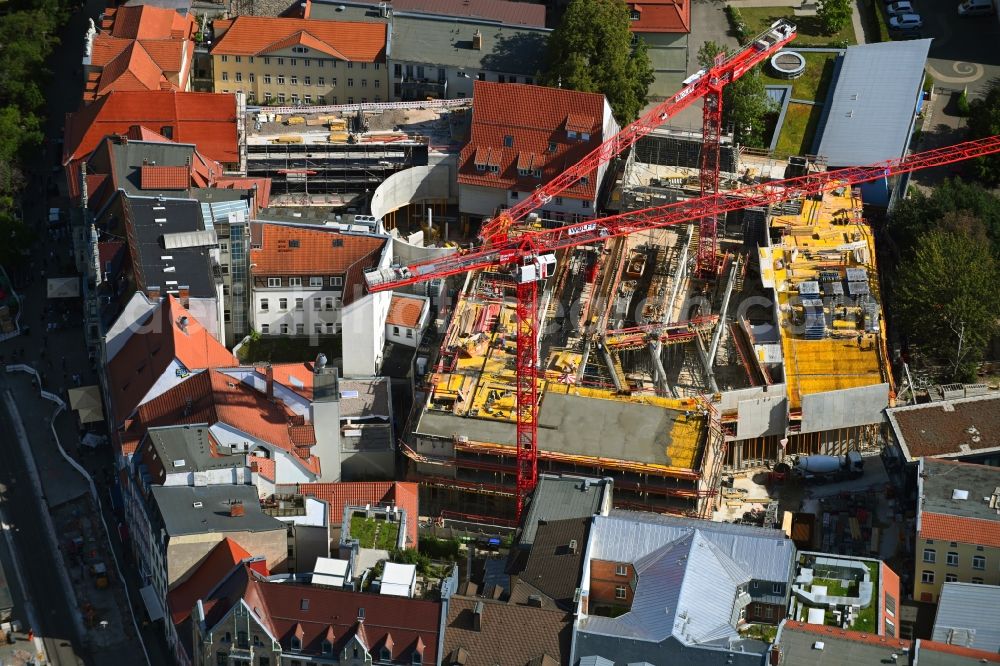 Aerial image Erfurt - New construction of the building complex of the shopping center Anger-Passage on Reglermauer in the district Altstadt in Erfurt in the state Thuringia, Germany