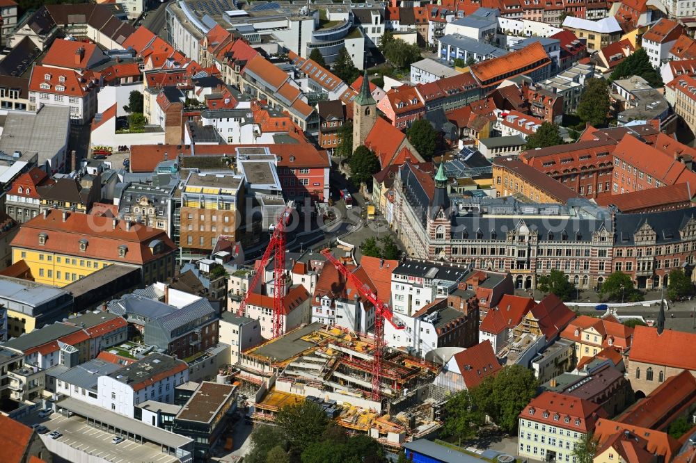 Erfurt from above - New construction of the building complex of the shopping center Anger-Passage on Reglermauer in the district Altstadt in Erfurt in the state Thuringia, Germany