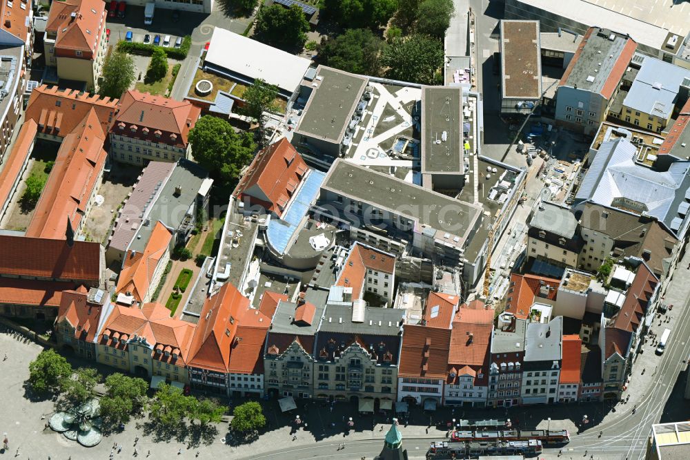 Erfurt from the bird's eye view: New construction of the building complex of the shopping center Anger-Passage on Reglermauer in the district Altstadt in Erfurt in the state Thuringia, Germany
