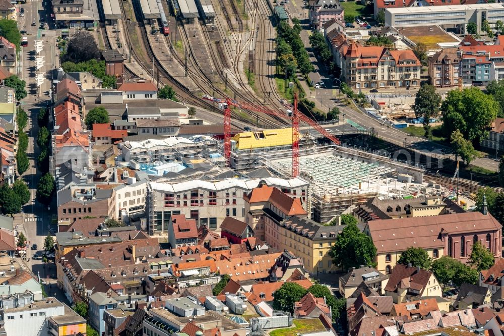 Aerial image Offenburg - New construction of the building complex of the shopping center Ree-Carre in the district Buehl in Offenburg in the state Baden-Wurttemberg, Germany