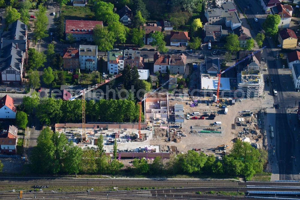 Aerial photograph Berlin - New construction of the building complex of the shopping center on Hoenower Strasse in the district Mahlsdorf in Berlin, Germany