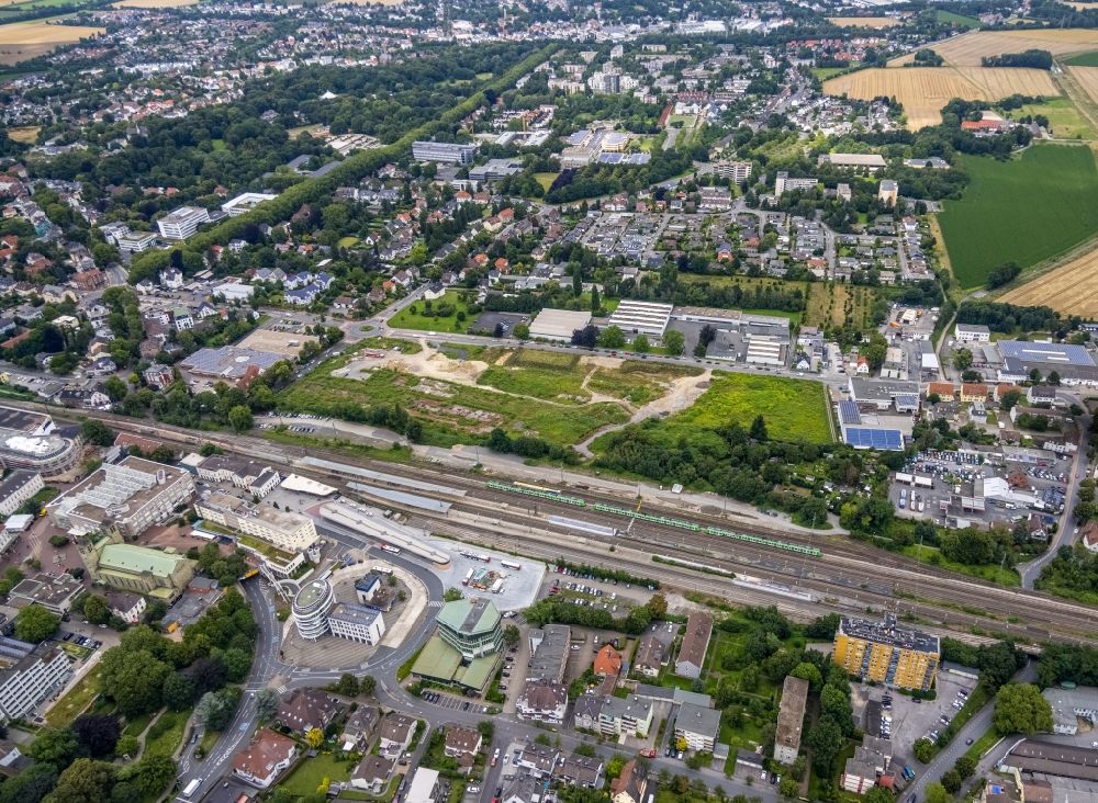 Aerial image Unna - New construction of the building complex of the shopping center on Bahnhofstrasse - Kantstrasse in the district Alte Heide in Unna at Ruhrgebiet in the state North Rhine-Westphalia, Germany