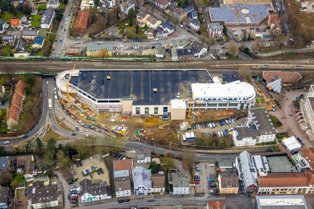 Aerial photograph Unna - New construction of the building complex of the shopping center on Bahnhofstrasse - Kantstrasse in the district Alte Heide in Unna at Ruhrgebiet in the state North Rhine-Westphalia, Germany