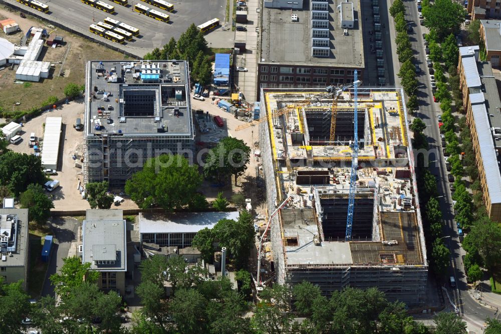 Aerial photograph Berlin - Construction site for a new research building and an office complex for the Faculty of Mathematics at the TU Berlin on Fasanenstrasse - Mueller-Breslau-Strasse in the district Charlottenburg in Berlin, Germany