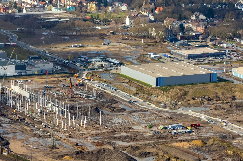 Aerial photograph Gelsenkirchen - Construction site to build a new building complex on the site of the logistics center Febi Bilstein on Europastrasse in Gelsenkirchen in the state North Rhine-Westphalia, Germany