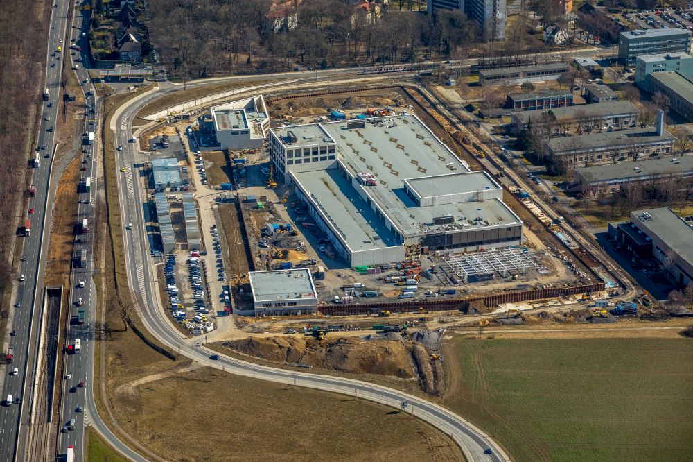Dortmund from the bird's eye view: Construction site to build a new building complex on the site of the logistics center money store of the Deutschen Bundesbank in Dortmund at Ruhrgebiet in the state North Rhine-Westphalia