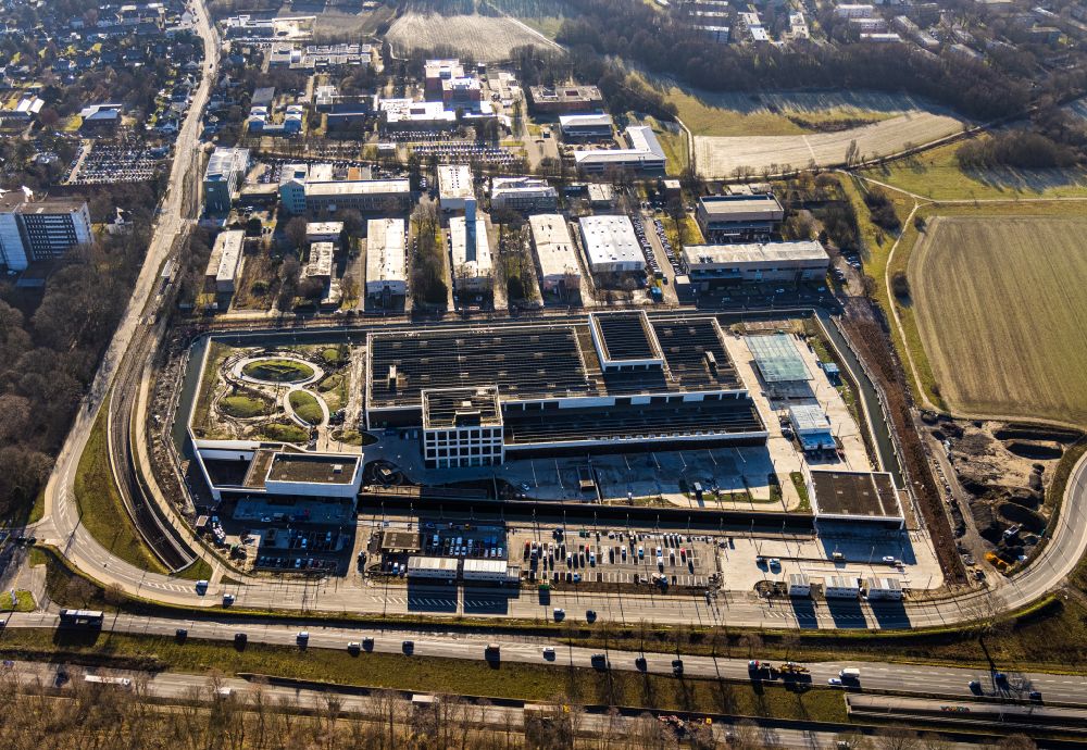 Dortmund from above - Construction site to build a new building complex on the site of the logistics center money store of the Deutschen Bundesbank in Dortmund in the state North Rhine-Westphalia