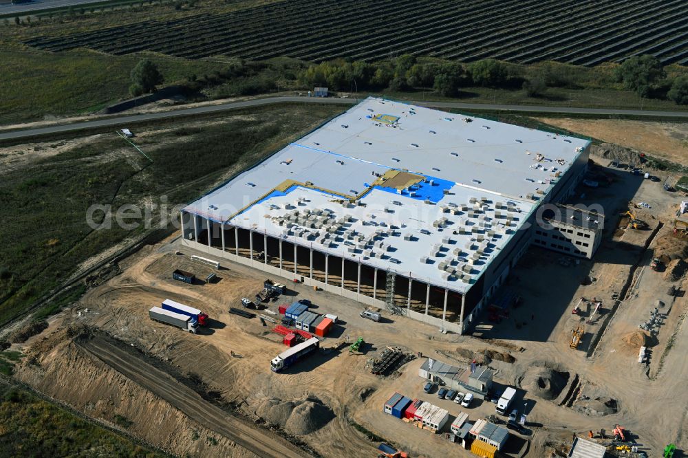 Aerial image Vehlefanz - Construction site to build a new building complex on the site of the logistics center Im Gewerbepark in the district Vehlefanz in Oberkraemer in the state Brandenburg, Germany