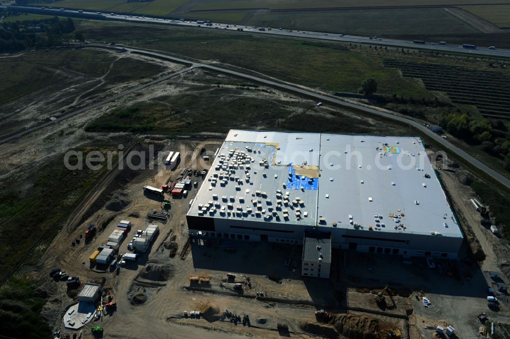 Aerial photograph Vehlefanz - Construction site to build a new building complex on the site of the logistics center Im Gewerbepark in the district Vehlefanz in Oberkraemer in the state Brandenburg, Germany