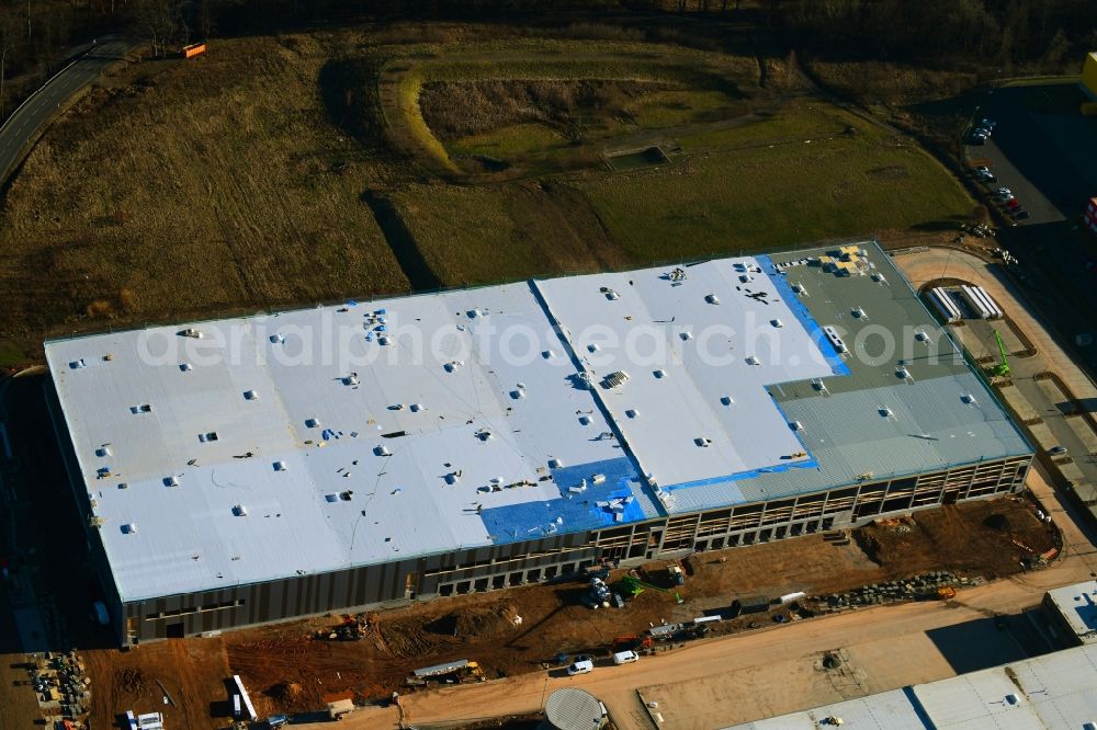 Staufenberg from the bird's eye view: Construction site to build a new building complex on the site of the logistics center Vor of Hecke in Staufenberg in the state Lower Saxony, Germany
