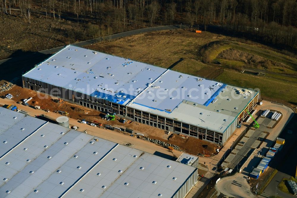 Staufenberg from above - Construction site to build a new building complex on the site of the logistics center Vor of Hecke in Staufenberg in the state Lower Saxony, Germany
