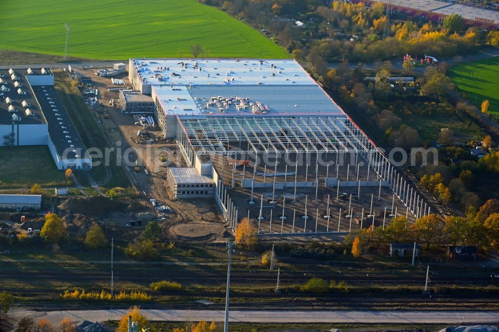 Aerial photograph Marquardt - Construction site to build a new building complex on the site of the logistics center in Marquardt in the state Brandenburg, Germany