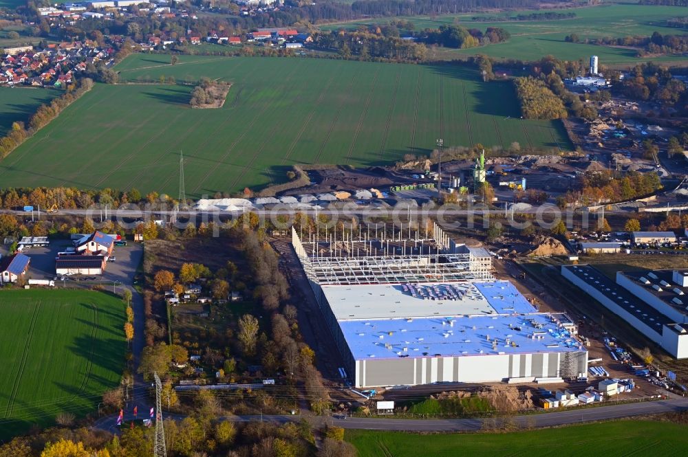 Aerial image Marquardt - Construction site to build a new building complex on the site of the logistics center in Marquardt in the state Brandenburg, Germany