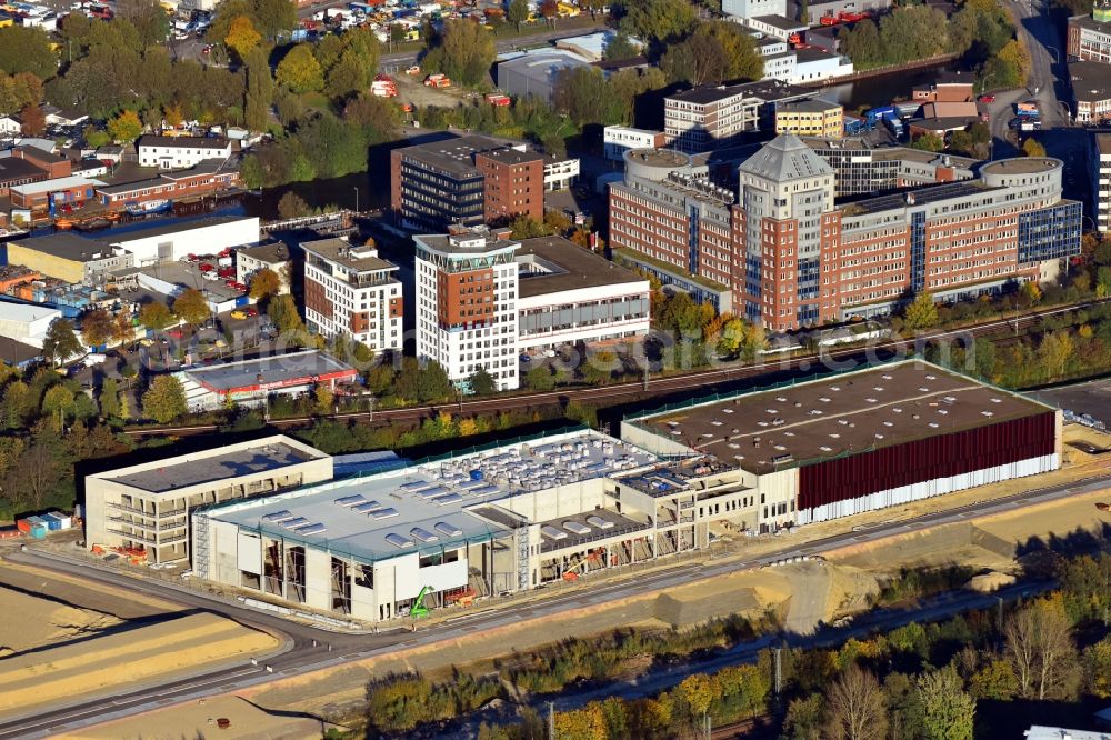 Aerial photograph Hamburg - Construction site to build a new building complex on the site of the logistics center of Sprinkenhof AG for the Opernwerkstaetten of Staatsoper in the district Rothenburgsort in Hamburg, Germany