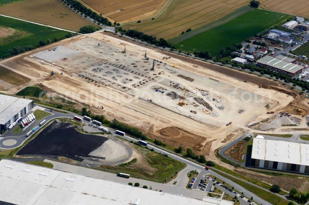 Aerial photograph Göttingen - Construction site to build a new building complex on the site of the logistics center VGP-Park in Goettingen in the state Lower Saxony, Germany