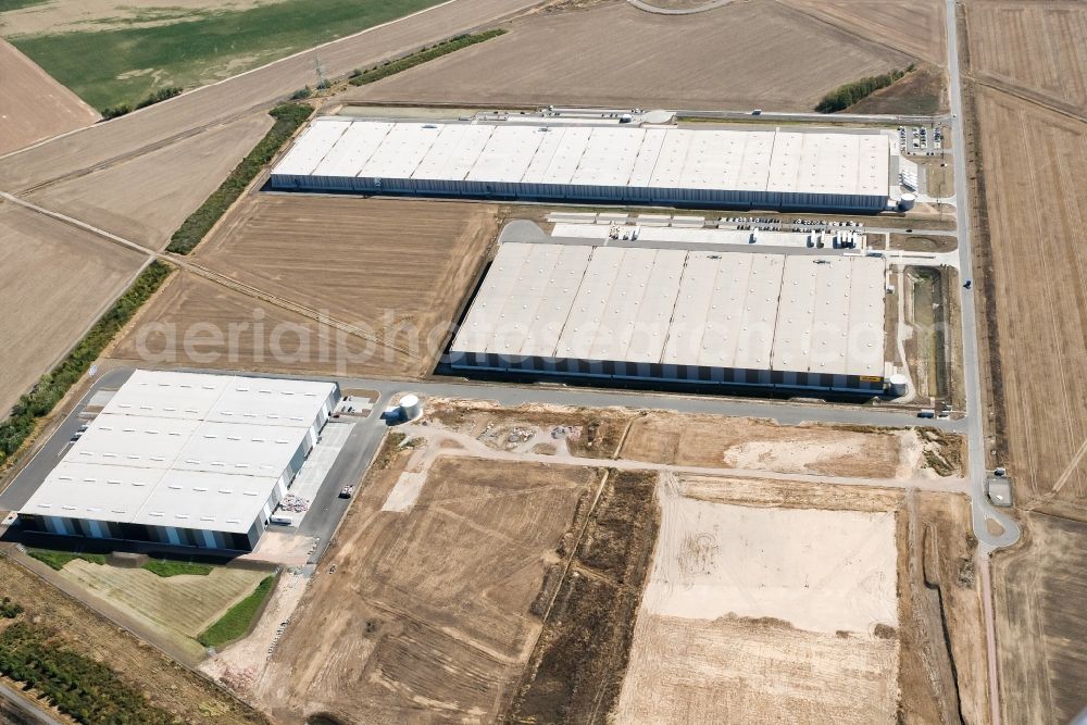 Aerial photograph Halle (Saale) - Construction site to build a new building complex on the site of the logistics center on Wegastrasse in the district Peissen in Halle (Saale) in the state Saxony-Anhalt, Germany