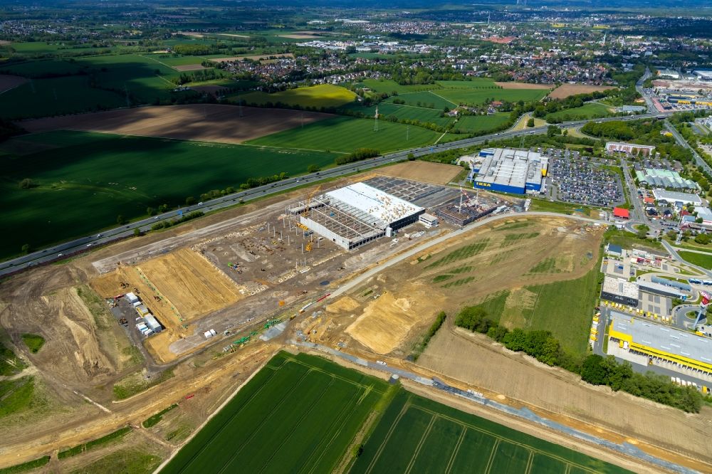 Aerial photograph Kamen - Construction site to build a new building complex on the site of the logistics center of Woolworth GmbH in the district Alte Colonie in Kamen in the state North Rhine-Westphalia, Germany