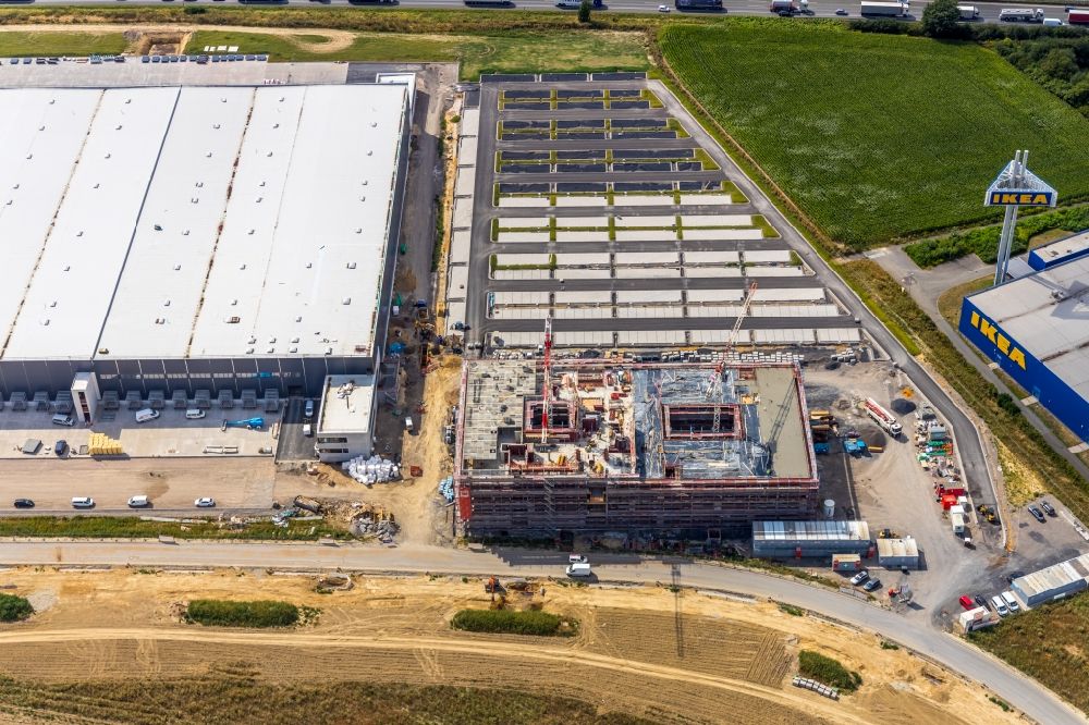 Aerial image Unna - Construction site to build a new building complex on the site of the logistics center of Woolworth GmbH in the district Alte Colonie in Kamen in the state North Rhine-Westphalia, Germany