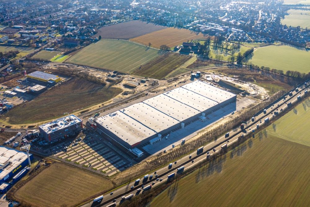 Unna from above - Construction site to build a new building complex on the site of the logistics center of Woolworth GmbH in the district Alte Colonie in Kamen in the state North Rhine-Westphalia, Germany
