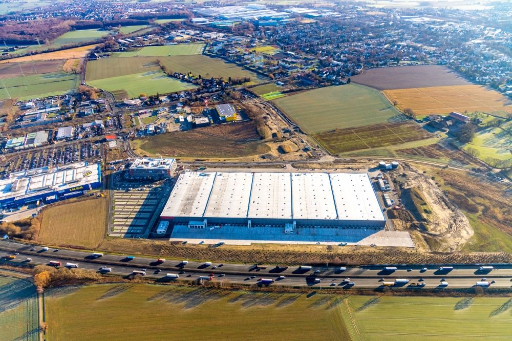 Aerial image Unna - Construction site to build a new building complex on the site of the logistics center of Woolworth GmbH in the district Alte Colonie in Kamen in the state North Rhine-Westphalia, Germany