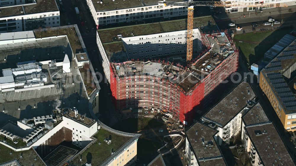 Aerial photograph Berlin - Construction of a building complex of university Alice Salomon Hochschule Berlin on Kokoschkaplatz on street Lyonel-Feininger-Strasse in the district Hellersdorf in Berlin, Germany