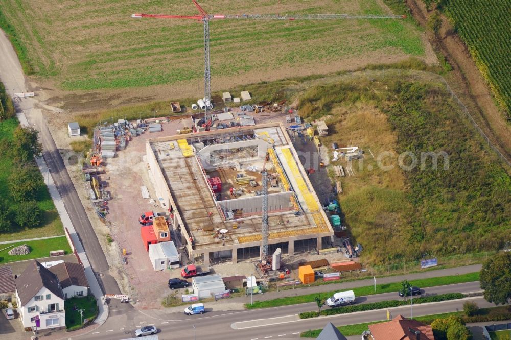 Aerial photograph Kippenheim - Construction site for the new building Gemeindezentrum in Kippenheim in the state Baden-Wuerttemberg, Germany