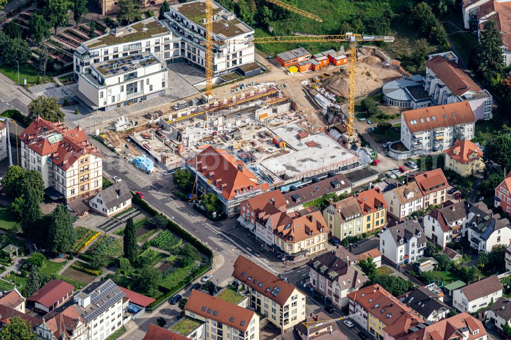 Gengenbach from above - Construction site for a health center in Gengenbach in the state Baden-Wuerttemberg, Germany