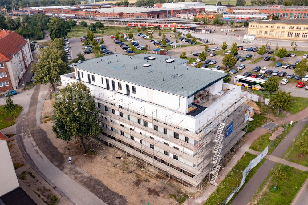 Wittenberge from above - Construction site for a health center and medical center Augenklinik in Wittenberge in the state Brandenburg, Germany