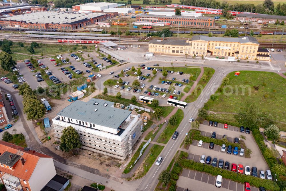 Wittenberge from the bird's eye view: Construction site for a health center and medical center Augenklinik in Wittenberge in the state Brandenburg, Germany